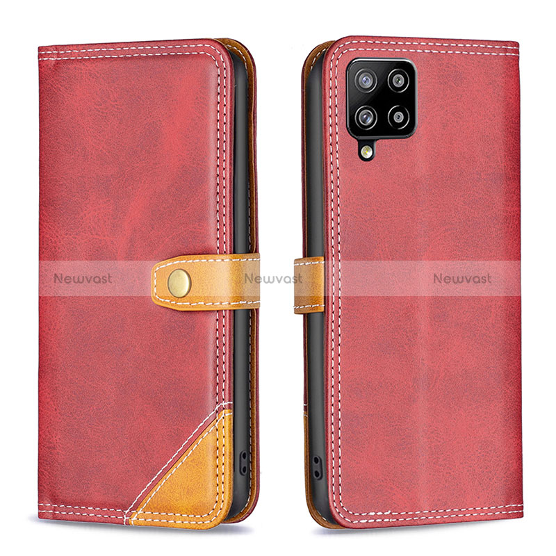 Leather Case Stands Flip Cover Holder B14F for Samsung Galaxy A42 5G Red