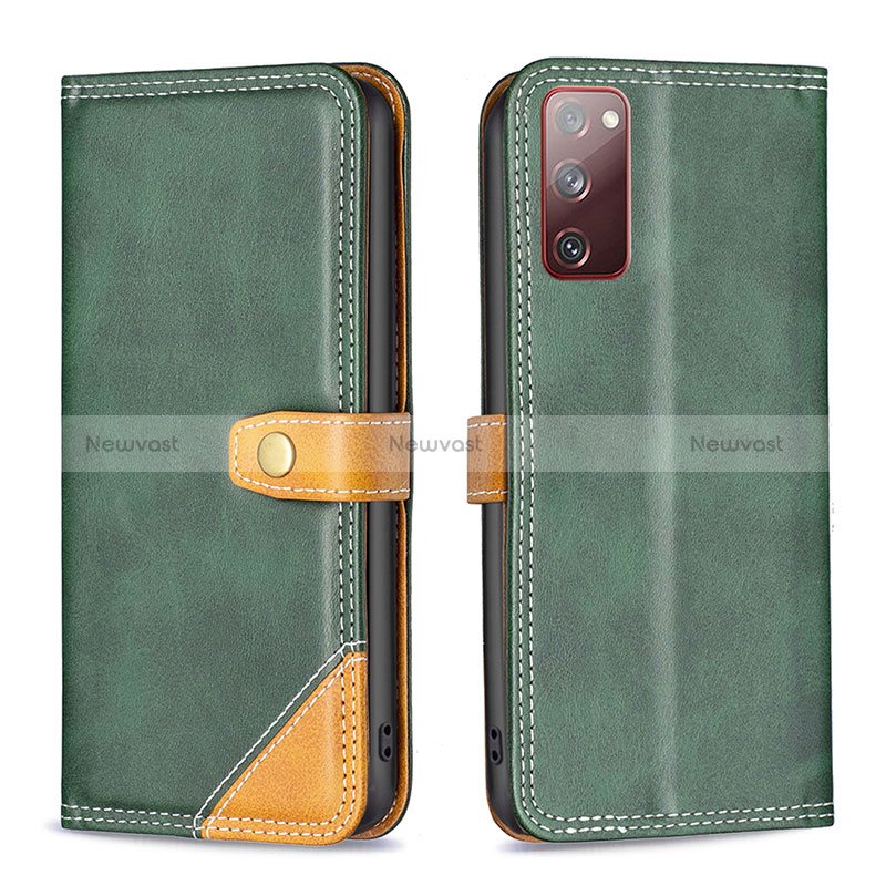 Leather Case Stands Flip Cover Holder B14F for Samsung Galaxy S20 FE (2022) 5G Green