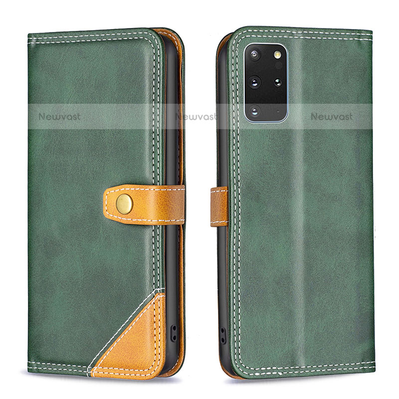 Leather Case Stands Flip Cover Holder B14F for Samsung Galaxy S20 Plus 5G Green