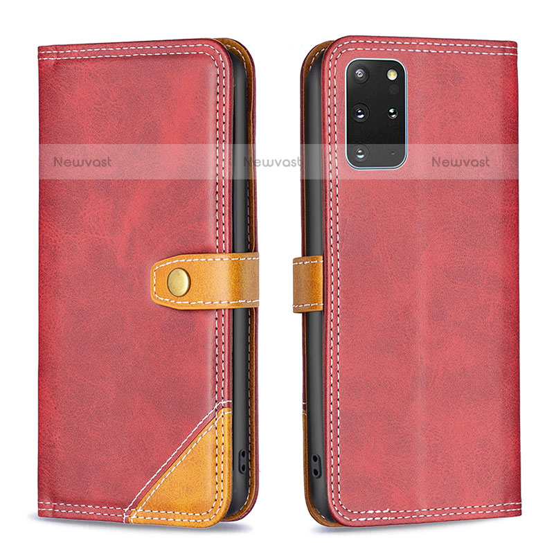 Leather Case Stands Flip Cover Holder B14F for Samsung Galaxy S20 Plus 5G Red