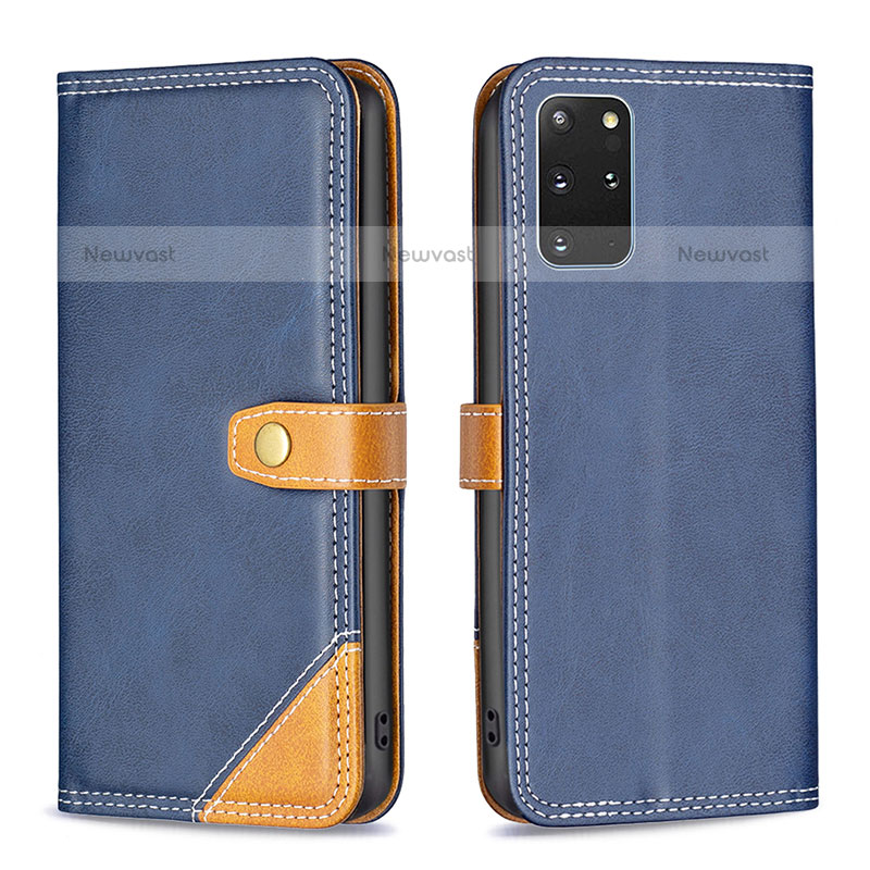 Leather Case Stands Flip Cover Holder B14F for Samsung Galaxy S20 Plus Blue