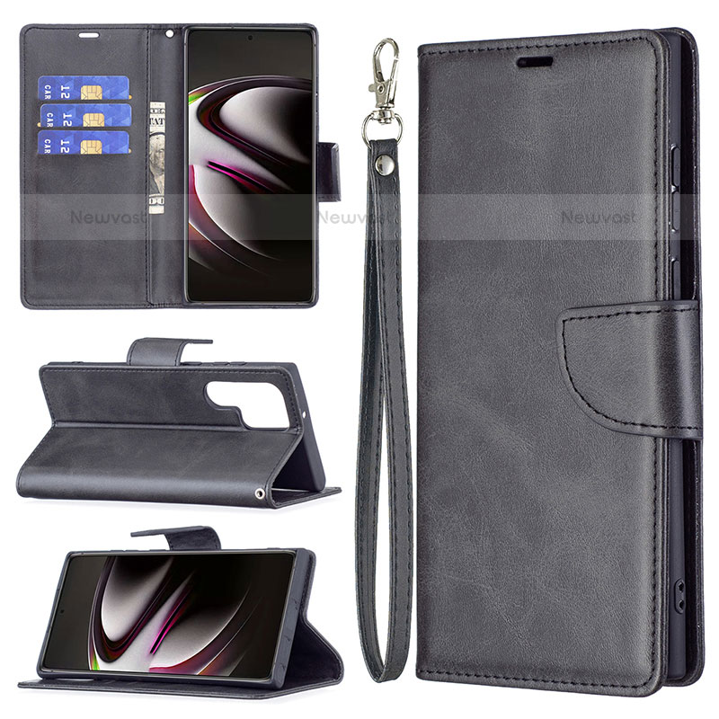 Leather Case Stands Flip Cover Holder B14F for Samsung Galaxy S22 Ultra 5G