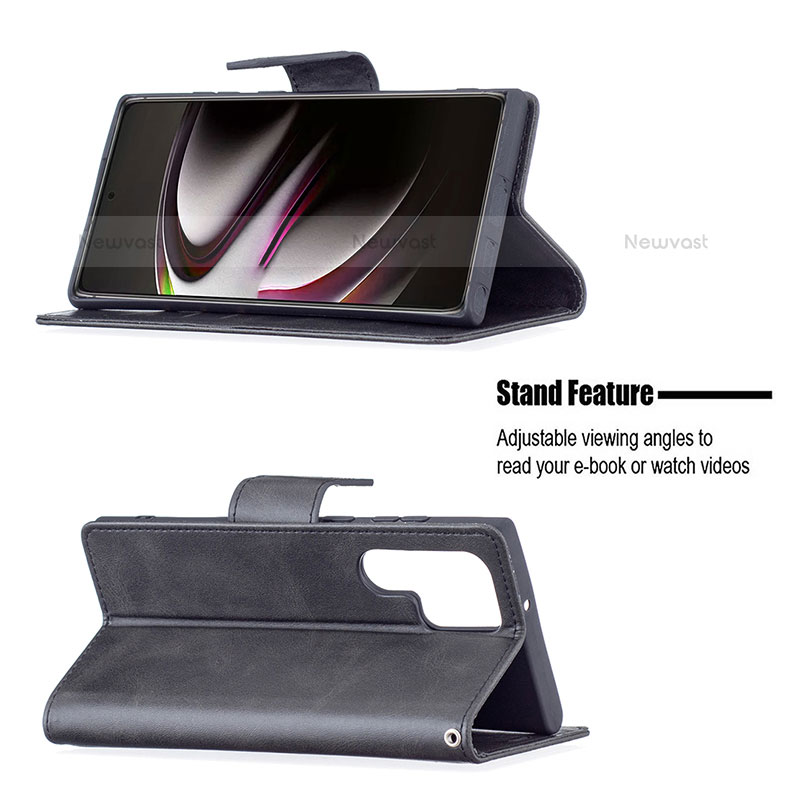 Leather Case Stands Flip Cover Holder B14F for Samsung Galaxy S22 Ultra 5G