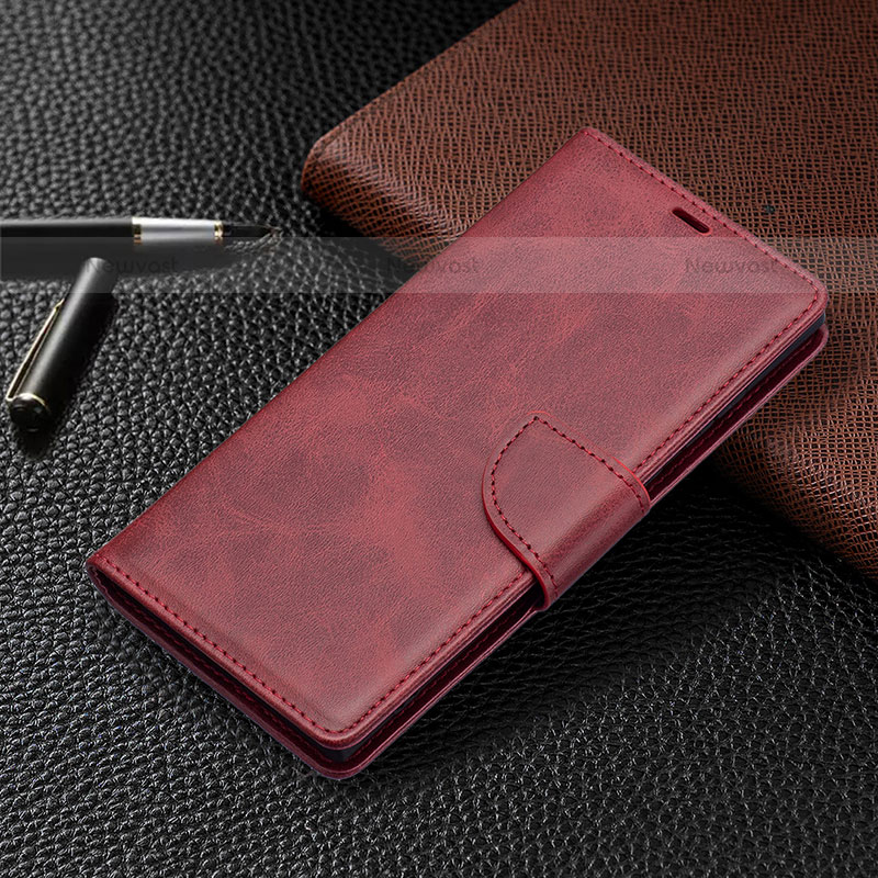 Leather Case Stands Flip Cover Holder B14F for Samsung Galaxy S23 Ultra 5G Red