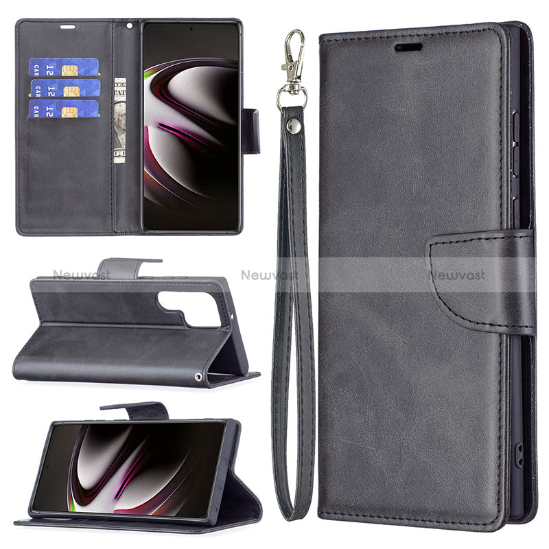 Leather Case Stands Flip Cover Holder B14F for Samsung Galaxy S24 Ultra 5G