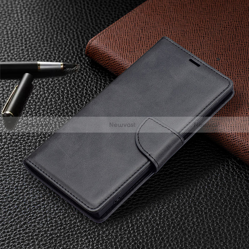 Leather Case Stands Flip Cover Holder B14F for Samsung Galaxy S24 Ultra 5G Black