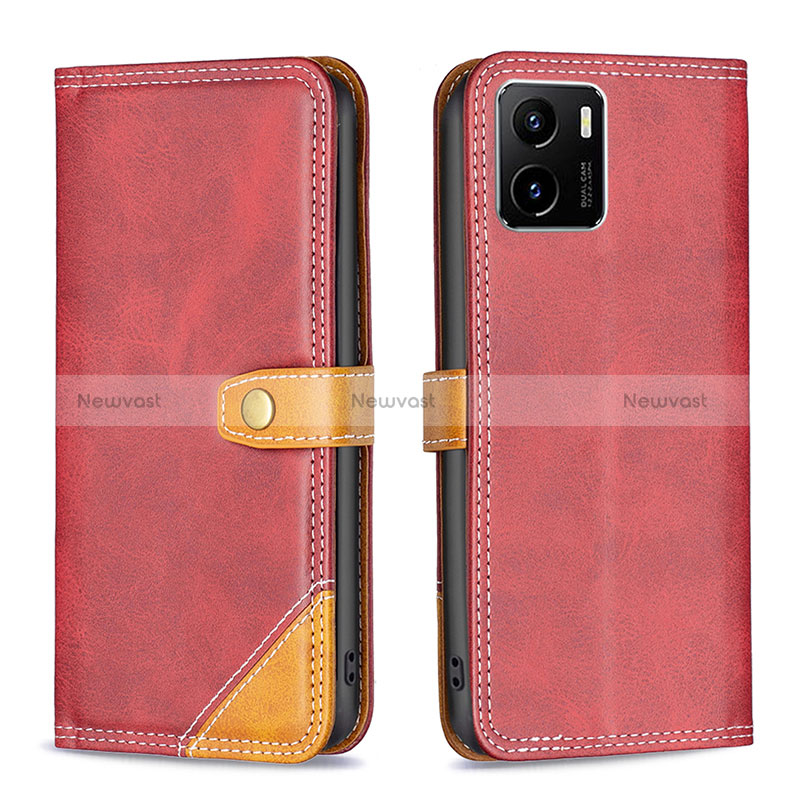 Leather Case Stands Flip Cover Holder B14F for Vivo Y32t Red