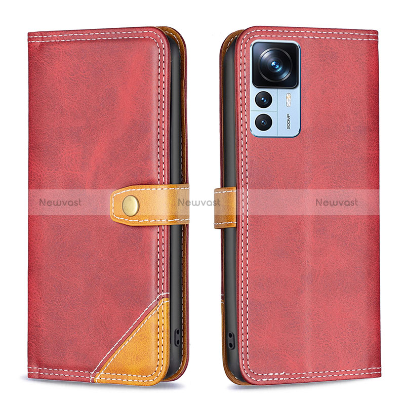 Leather Case Stands Flip Cover Holder B14F for Xiaomi Redmi K50 Ultra 5G Red