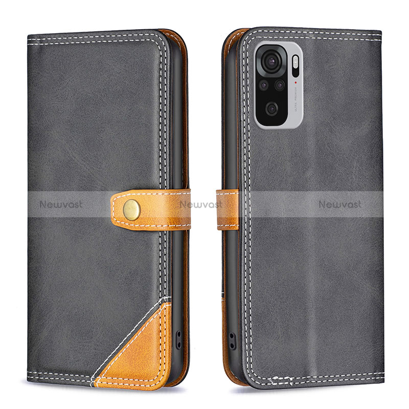 Leather Case Stands Flip Cover Holder B14F for Xiaomi Redmi Note 10 4G