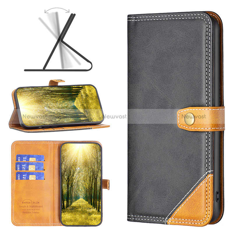 Leather Case Stands Flip Cover Holder B14F for Xiaomi Redmi Note 10 5G