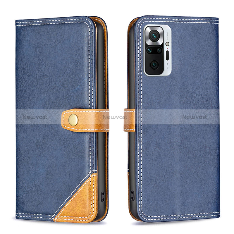 Leather Case Stands Flip Cover Holder B14F for Xiaomi Redmi Note 10 Pro 4G