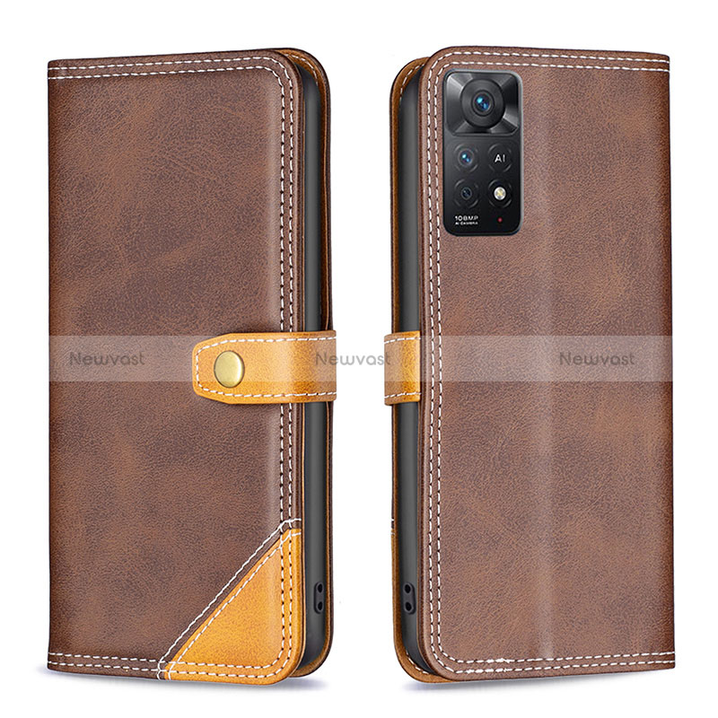 Leather Case Stands Flip Cover Holder B14F for Xiaomi Redmi Note 11 Pro 4G