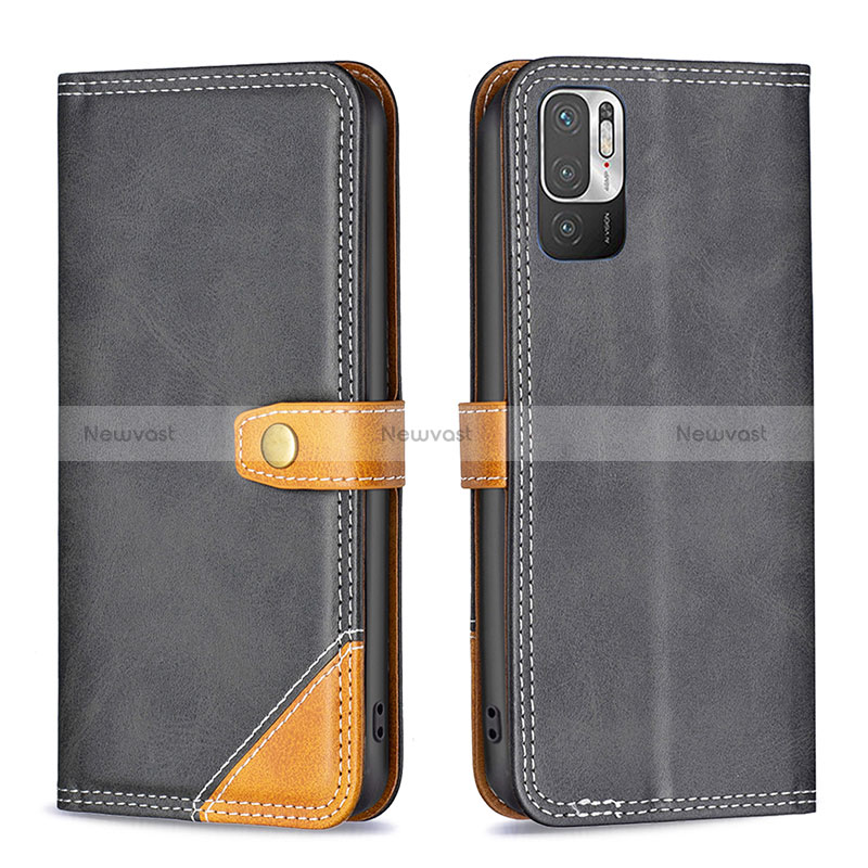 Leather Case Stands Flip Cover Holder B14F for Xiaomi Redmi Note 11 SE 5G Black