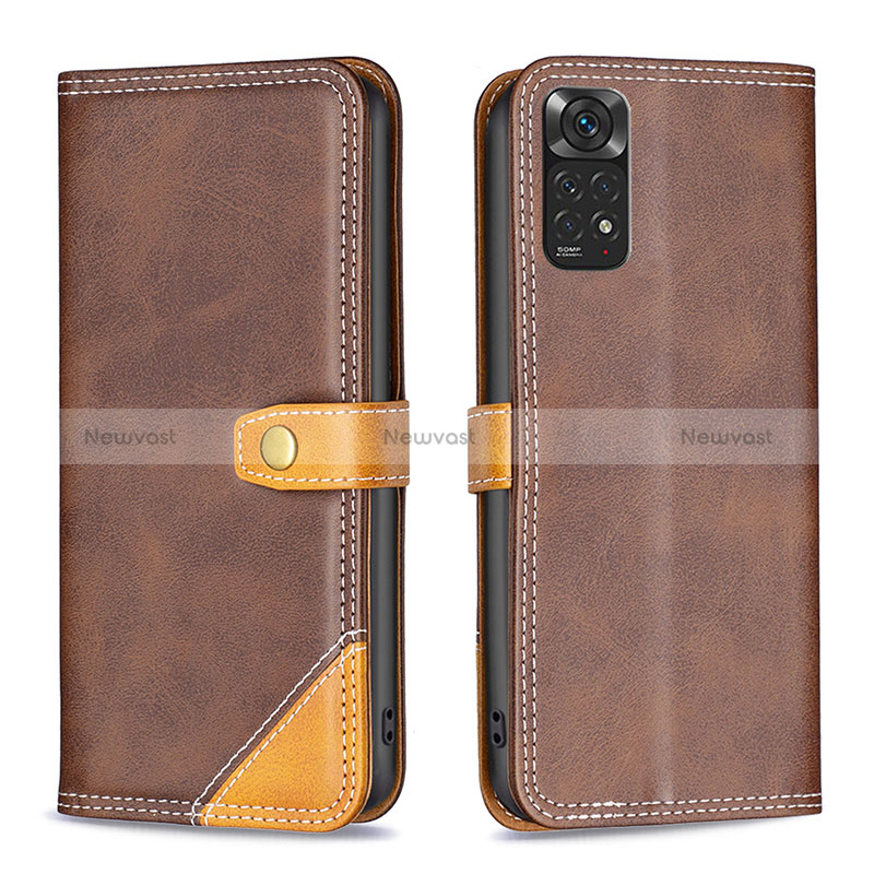 Leather Case Stands Flip Cover Holder B14F for Xiaomi Redmi Note 11S 4G