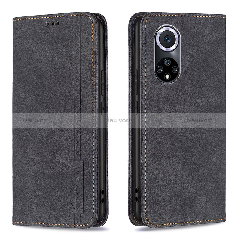 Leather Case Stands Flip Cover Holder B15F for Huawei Honor 50 5G Black