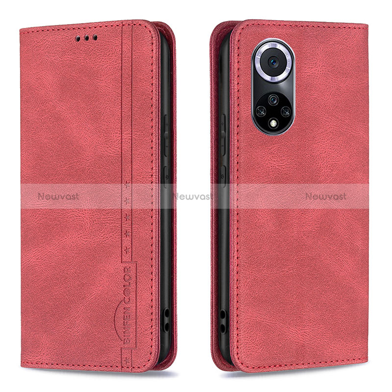 Leather Case Stands Flip Cover Holder B15F for Huawei Nova 9 Red