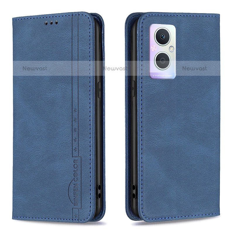 Leather Case Stands Flip Cover Holder B15F for OnePlus Nord N20 5G Blue