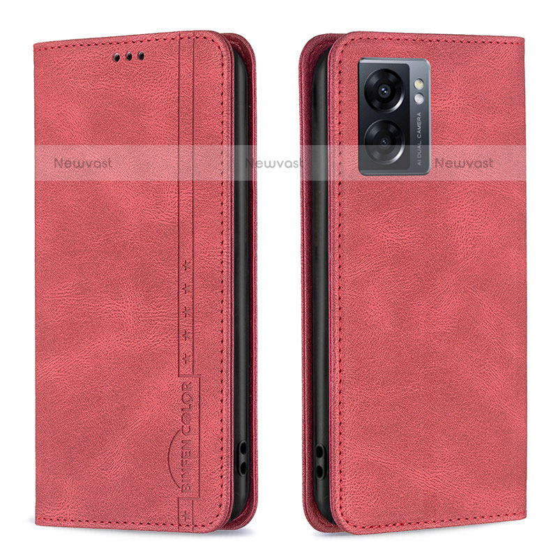 Leather Case Stands Flip Cover Holder B15F for OnePlus Nord N300 5G Red