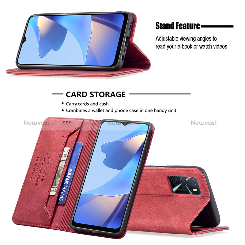 Leather Case Stands Flip Cover Holder B15F for Oppo A16