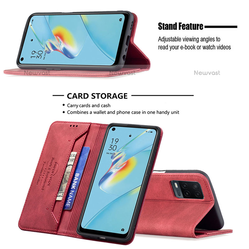 Leather Case Stands Flip Cover Holder B15F for Oppo A54 4G