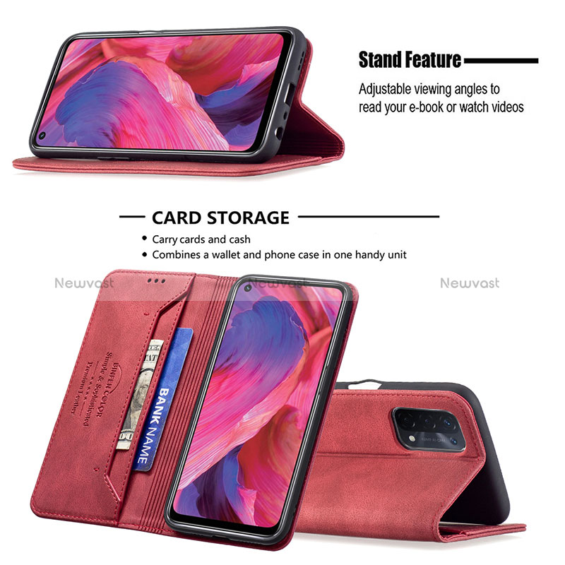 Leather Case Stands Flip Cover Holder B15F for Oppo A54 5G