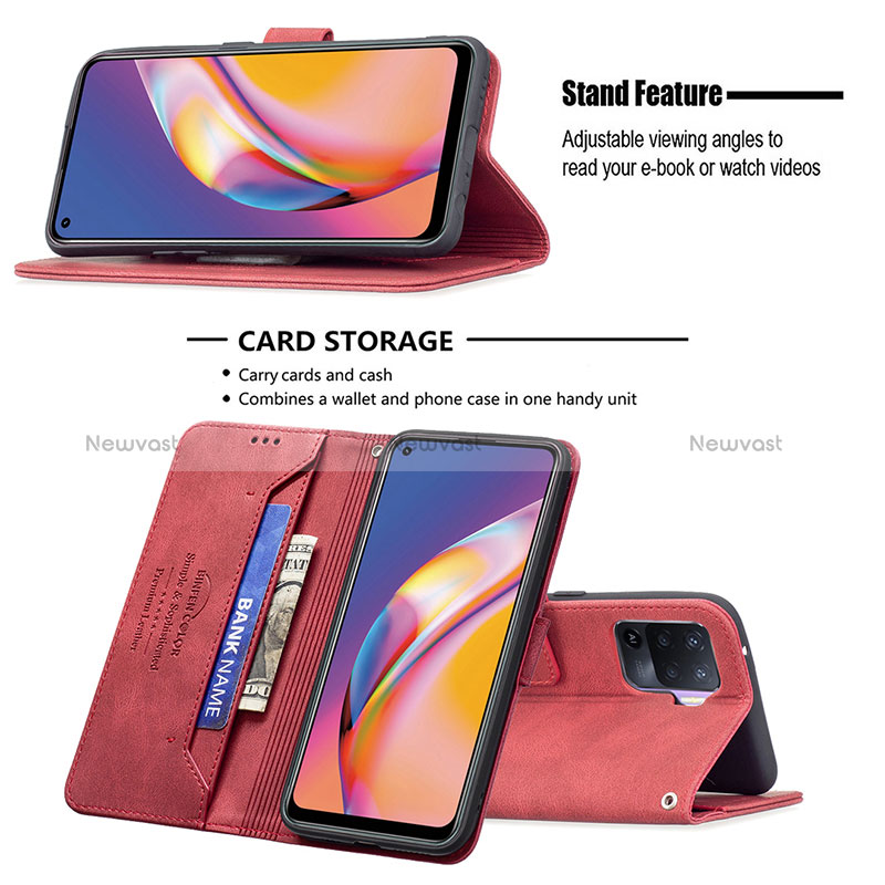 Leather Case Stands Flip Cover Holder B15F for Oppo Reno5 Lite