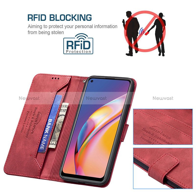 Leather Case Stands Flip Cover Holder B15F for Oppo Reno5 Lite