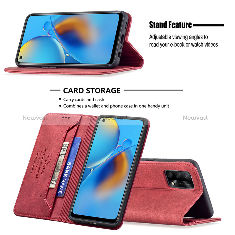 Leather Case Stands Flip Cover Holder B15F for Oppo Reno6 Lite