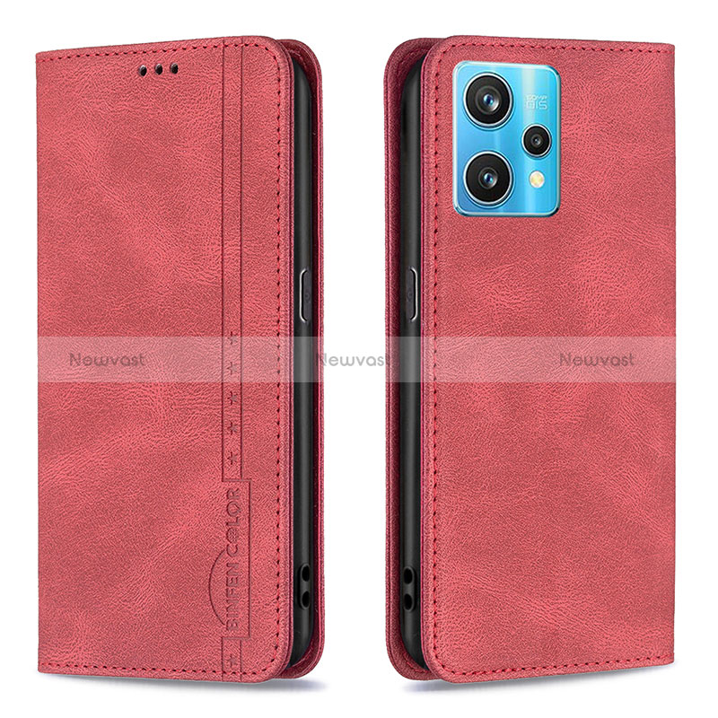 Leather Case Stands Flip Cover Holder B15F for Realme 9 4G Red