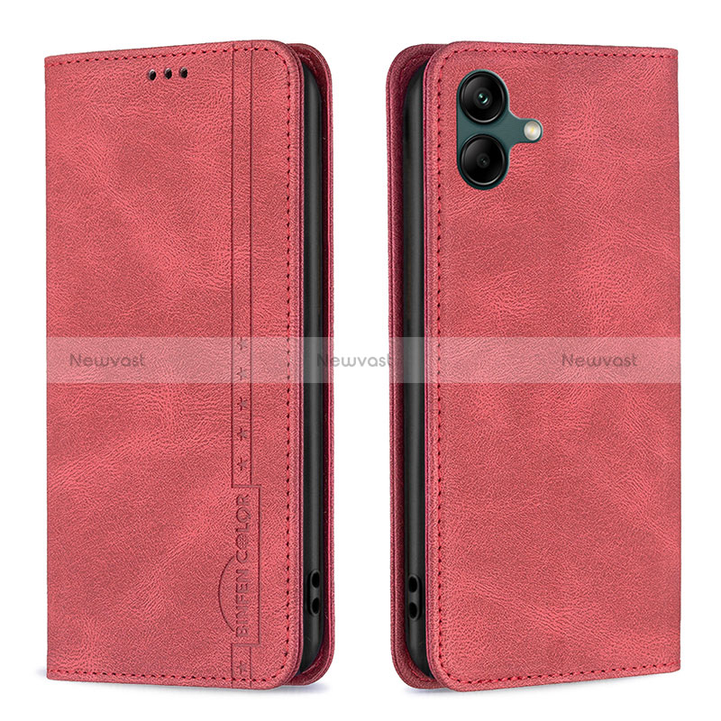 Leather Case Stands Flip Cover Holder B15F for Samsung Galaxy A05 Red