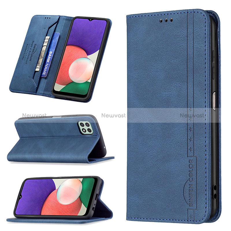 Leather Case Stands Flip Cover Holder B15F for Samsung Galaxy A22 5G