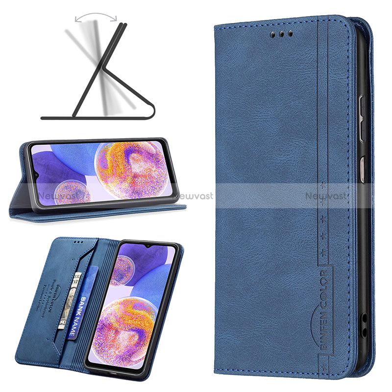 Leather Case Stands Flip Cover Holder B15F for Samsung Galaxy A23 4G