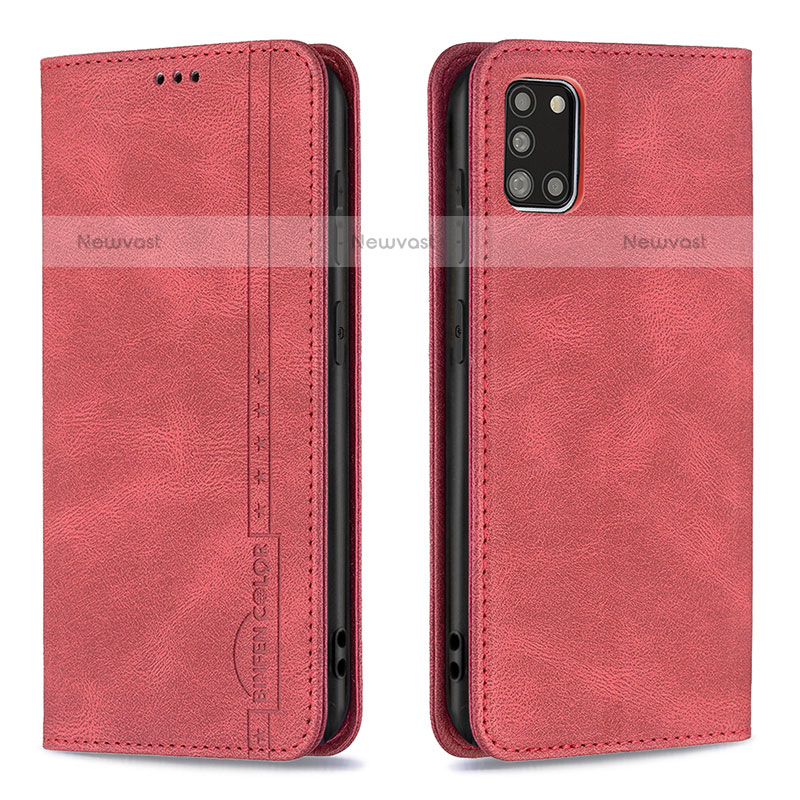 Leather Case Stands Flip Cover Holder B15F for Samsung Galaxy A31 Red