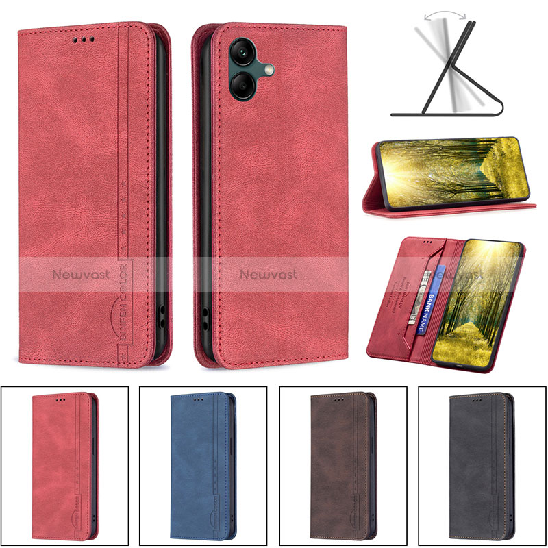 Leather Case Stands Flip Cover Holder B15F for Samsung Galaxy M04