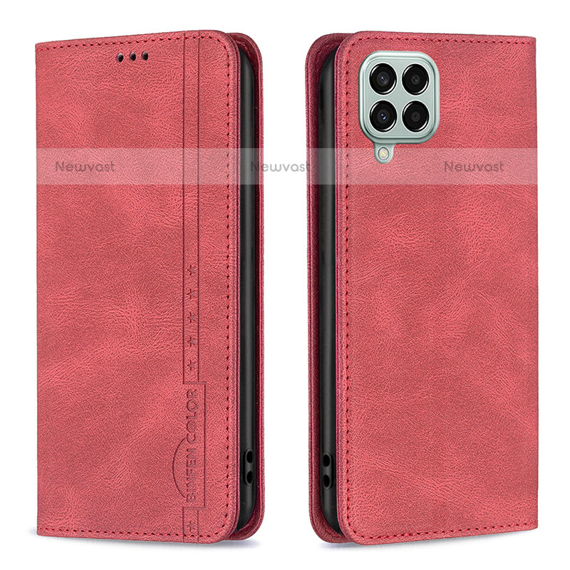 Leather Case Stands Flip Cover Holder B15F for Samsung Galaxy M33 5G Red