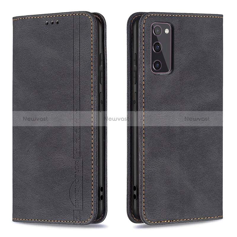 Leather Case Stands Flip Cover Holder B15F for Samsung Galaxy S20 FE (2022) 5G Black