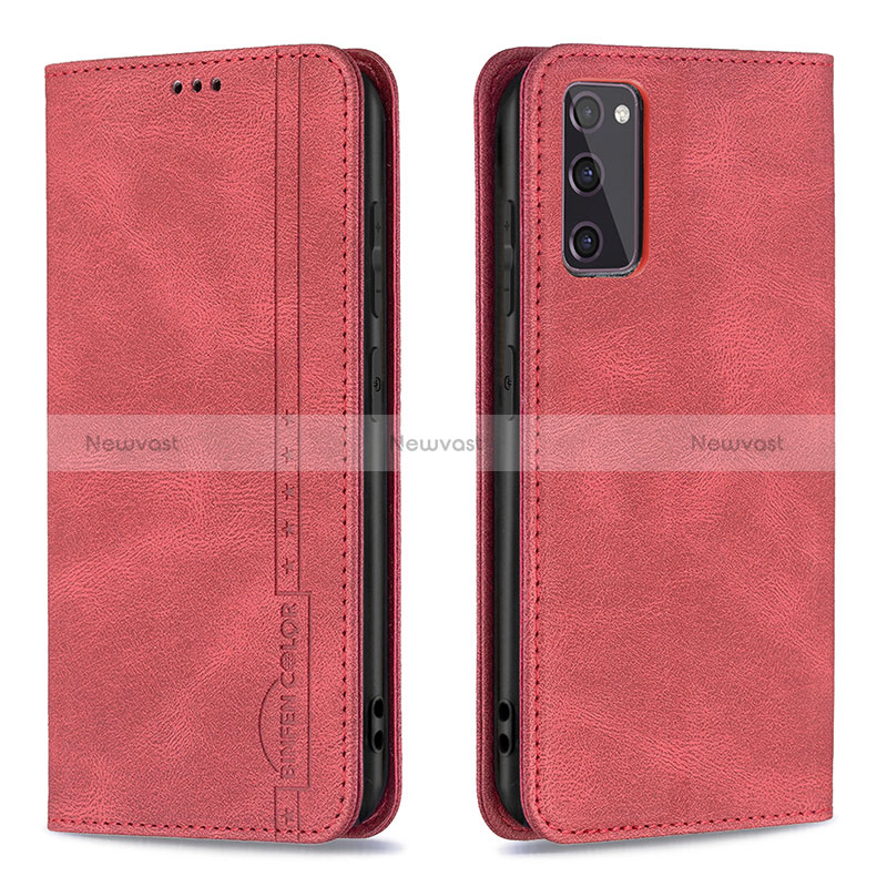 Leather Case Stands Flip Cover Holder B15F for Samsung Galaxy S20 FE 5G Red