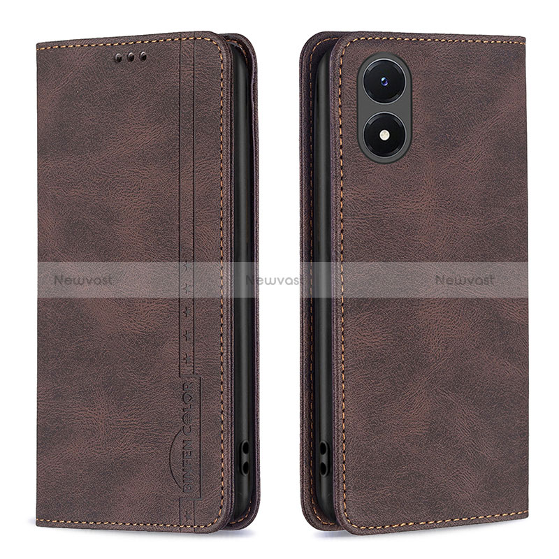 Leather Case Stands Flip Cover Holder B15F for Vivo Y02S