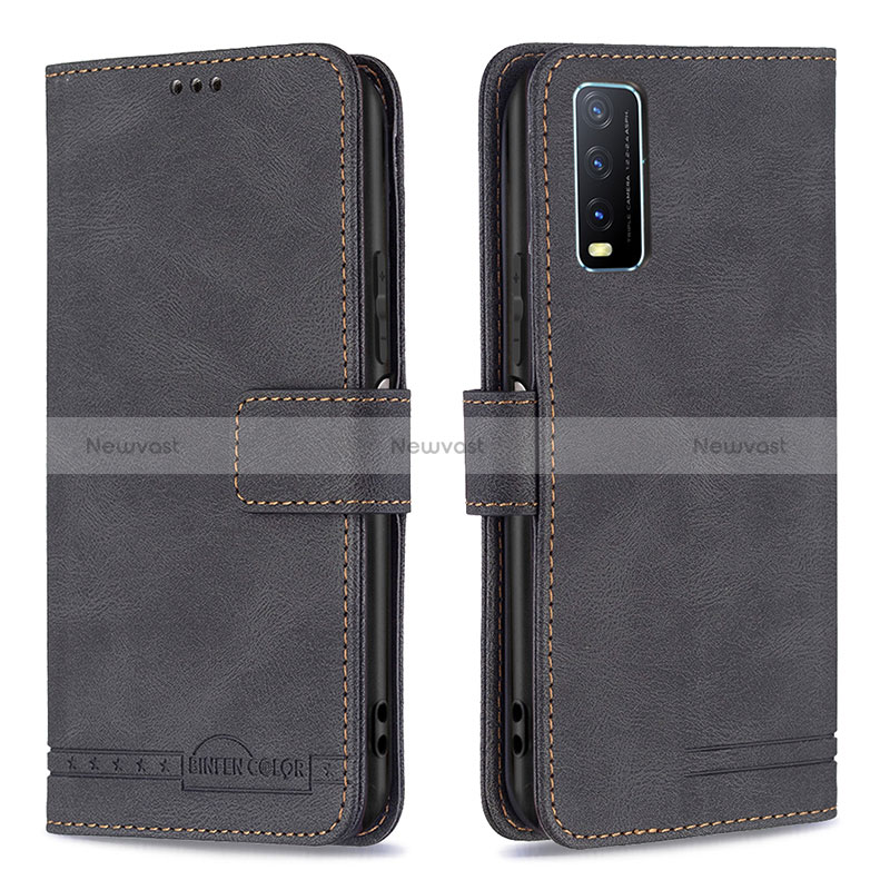 Leather Case Stands Flip Cover Holder B15F for Vivo Y12s (2021)