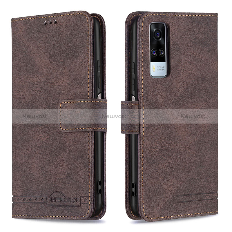 Leather Case Stands Flip Cover Holder B15F for Vivo Y31 (2021)