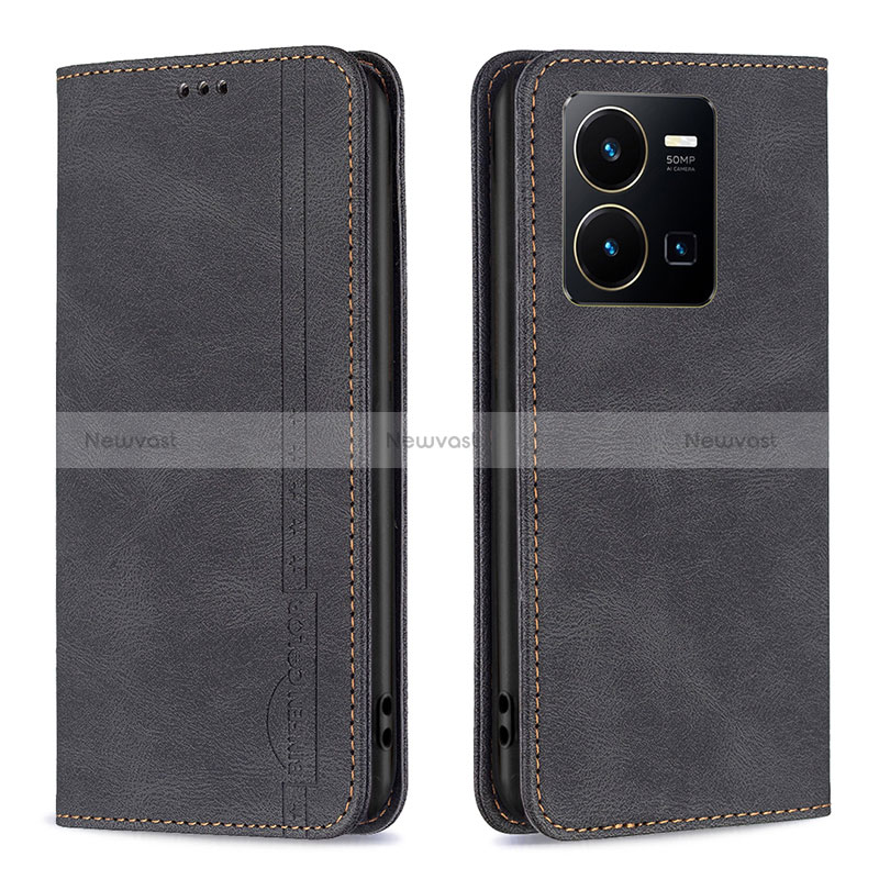 Leather Case Stands Flip Cover Holder B15F for Vivo Y35 4G