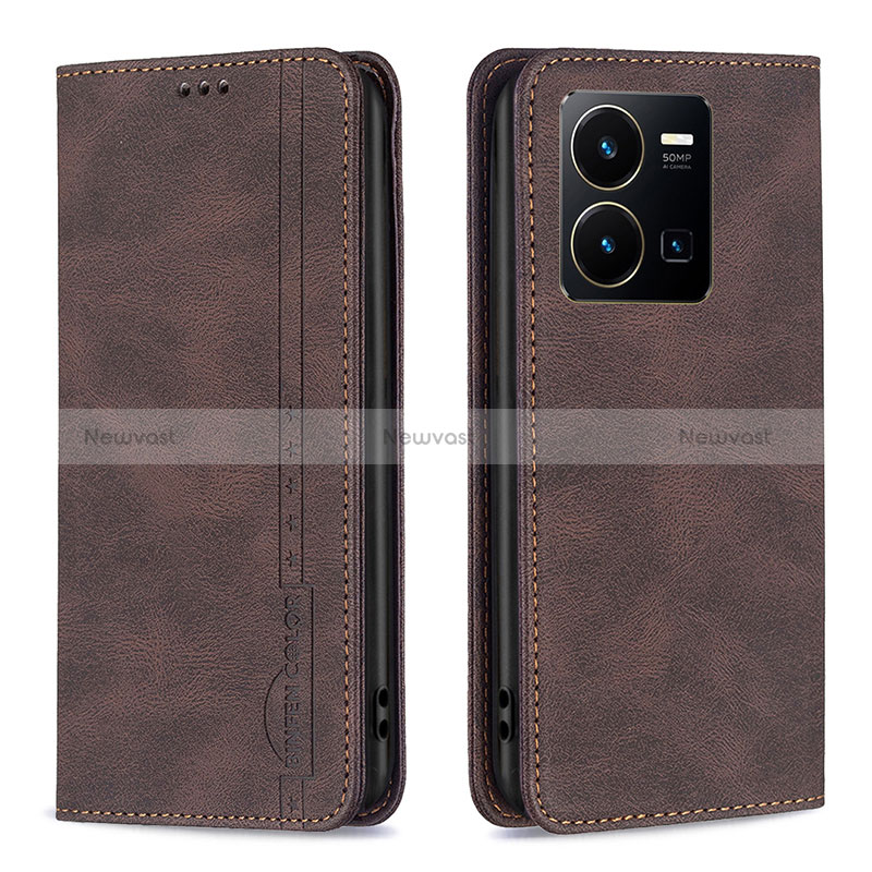 Leather Case Stands Flip Cover Holder B15F for Vivo Y35 4G