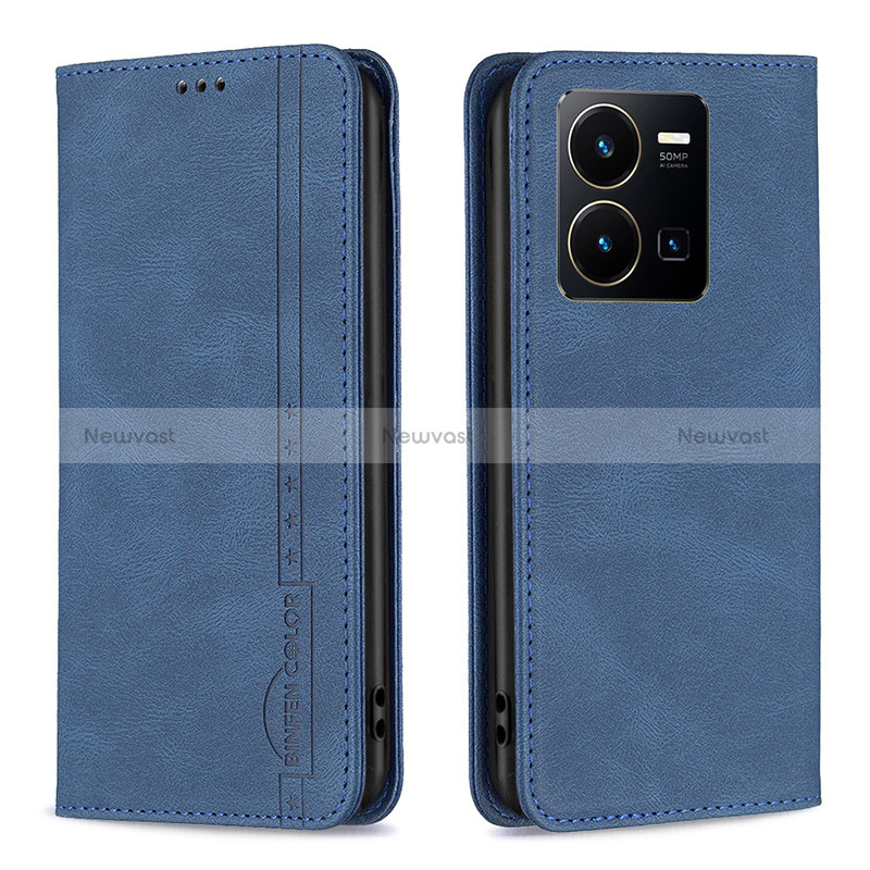 Leather Case Stands Flip Cover Holder B15F for Vivo Y35 4G