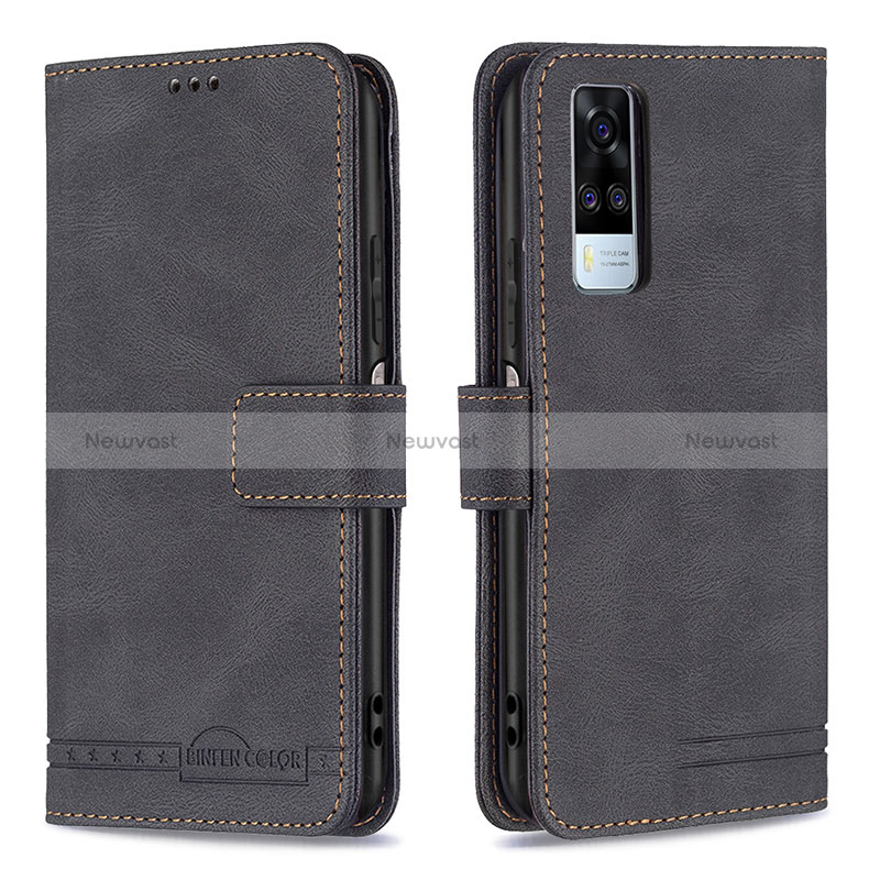 Leather Case Stands Flip Cover Holder B15F for Vivo Y51 (2021)