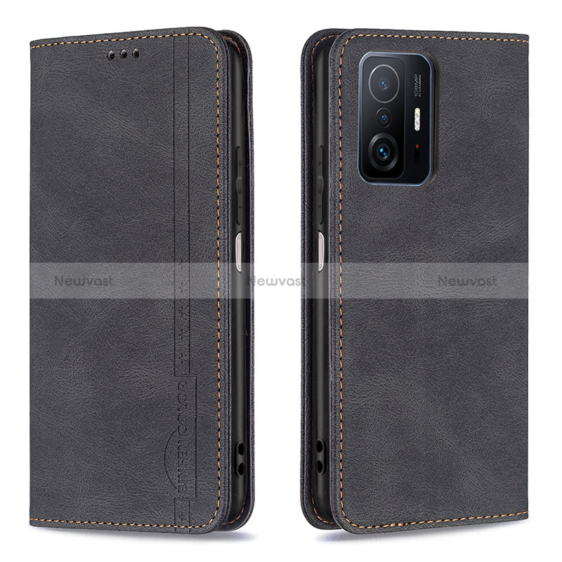 Leather Case Stands Flip Cover Holder B15F for Xiaomi Mi 11T Pro 5G Black