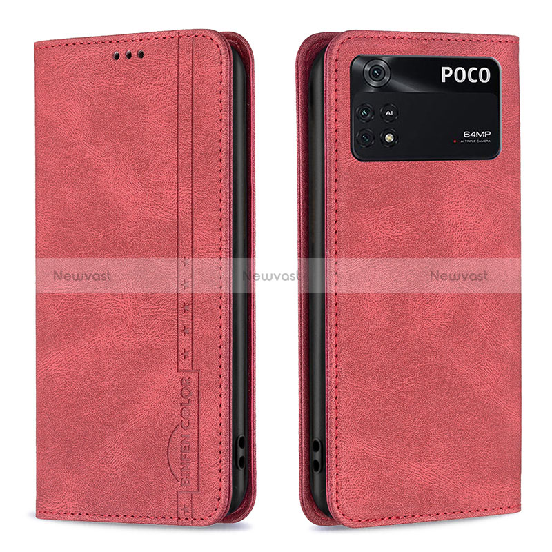 Leather Case Stands Flip Cover Holder B15F for Xiaomi Poco M4 Pro 4G