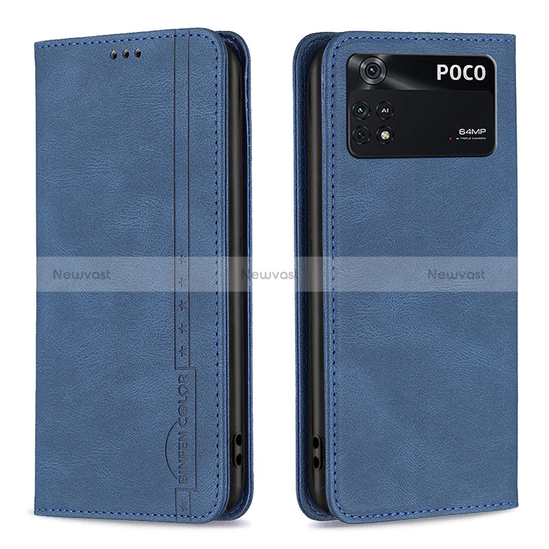 Leather Case Stands Flip Cover Holder B15F for Xiaomi Poco M4 Pro 4G