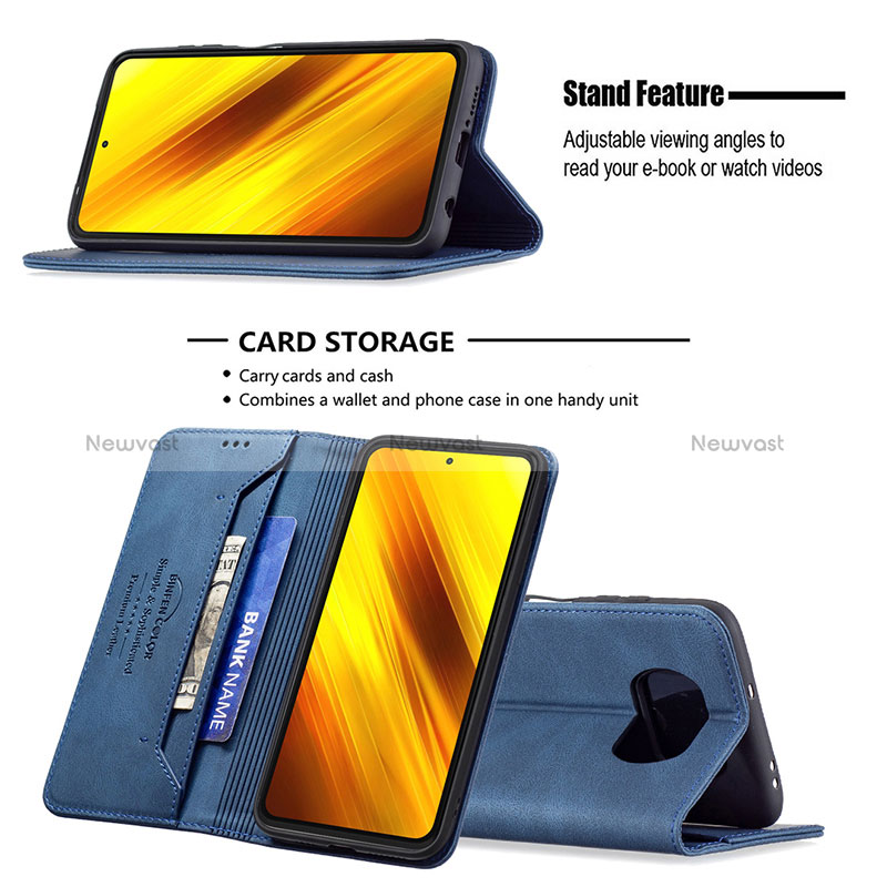 Leather Case Stands Flip Cover Holder B15F for Xiaomi Poco X3 NFC
