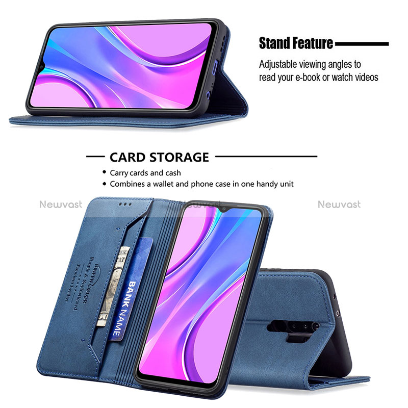 Leather Case Stands Flip Cover Holder B15F for Xiaomi Redmi 9