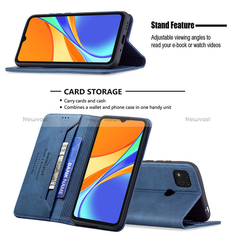 Leather Case Stands Flip Cover Holder B15F for Xiaomi Redmi 9 Activ